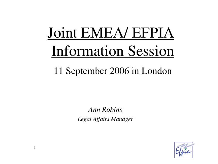 joint emea efpia information session
