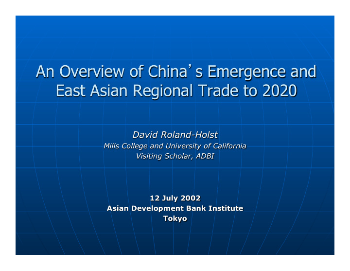 an overview of china s emergence and east asian regional
