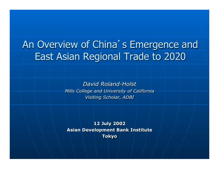 an overview of china s emergence and east asian regional