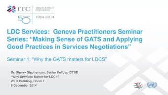 Series: Making Sense of GATS and Applying Good Practices in Services Negotiations Seminar 1: