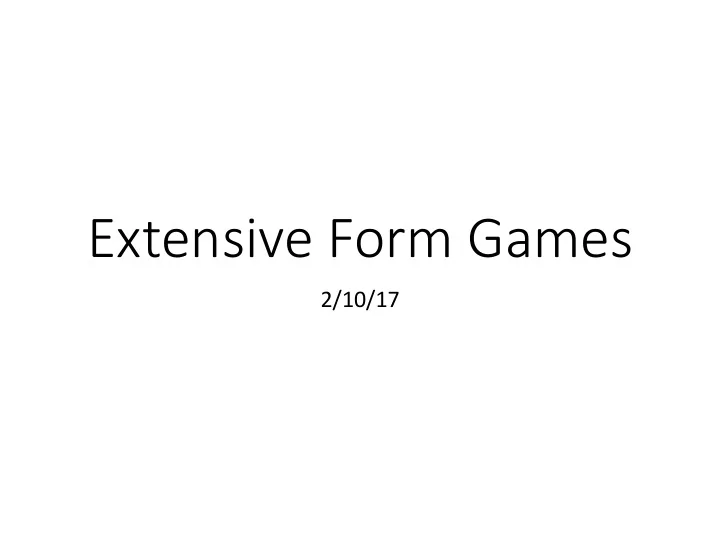 extensive form games
