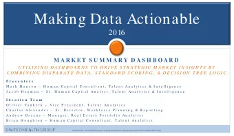 Making Data Actionable  2016  M A R K E T  S U M M A R Y D A S H B O A R D  U T I L I Z I N G  D A