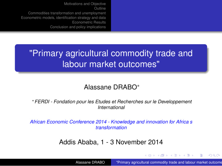 primary agricultural commodity trade and labour market