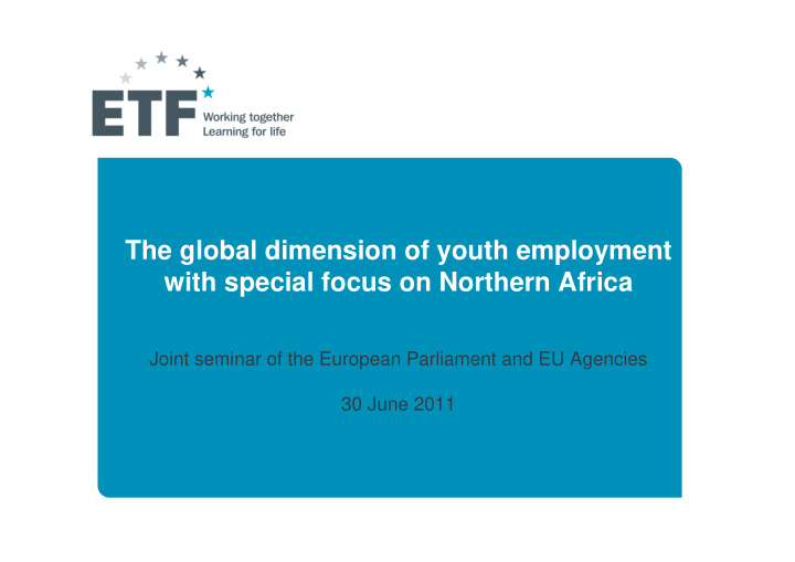 the global dimension of youth employment with special