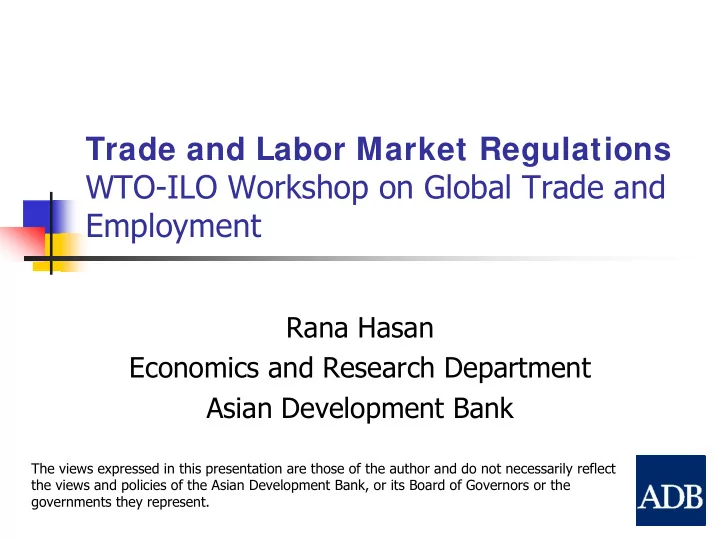 trade and labor market regulations wto ilo workshop on