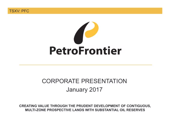 corporate presentation january 2017