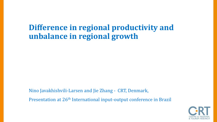 difference in regional productivity and unbalance in