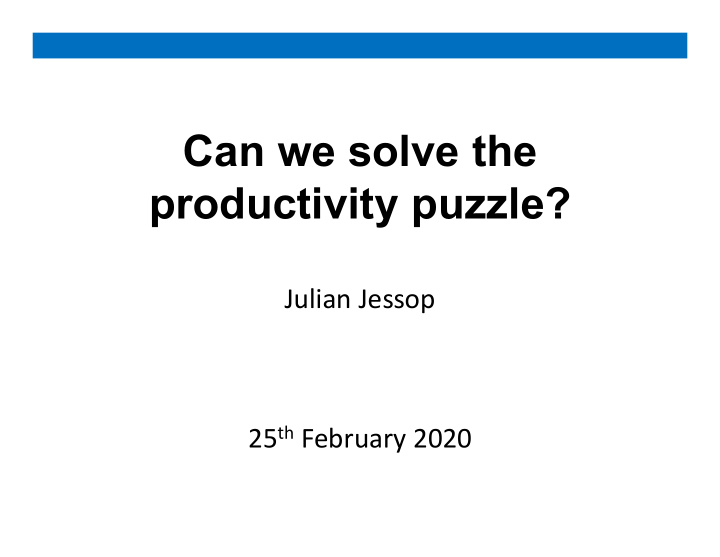 can we solve the productivity puzzle