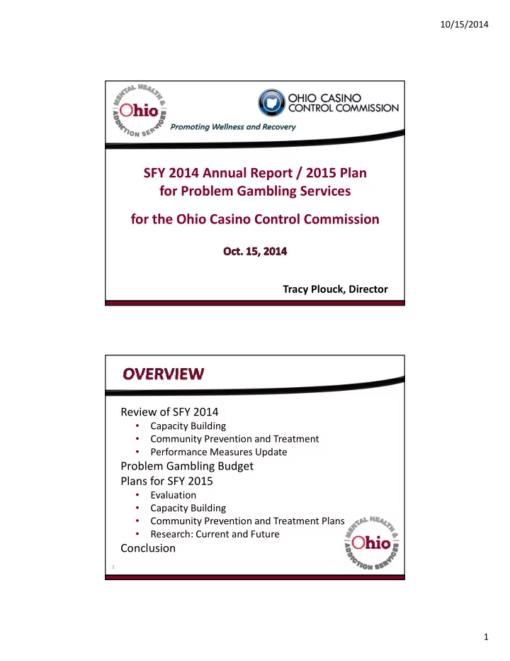 sfy 2014 annual report 2015 plan for problem gambling