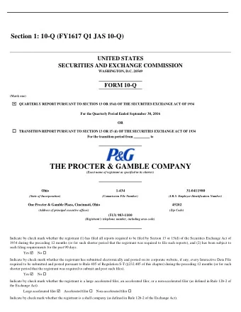 THE PROCTER &amp; GAMBLE COMPANY (Exact name of registrant as specified in its charter) Ohio 1 -