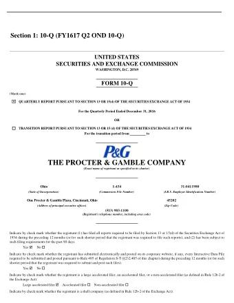THE PROCTER &amp; GAMBLE COMPANY (Exact name of registrant as specified in its charter) Ohio 1 -