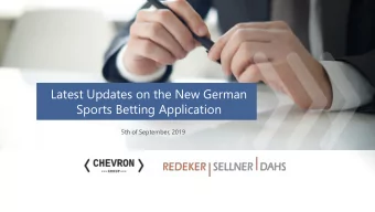 Sports Betting Application  5th of September, 2019  Agenda 09:30  Registration 10:00  Welcome
