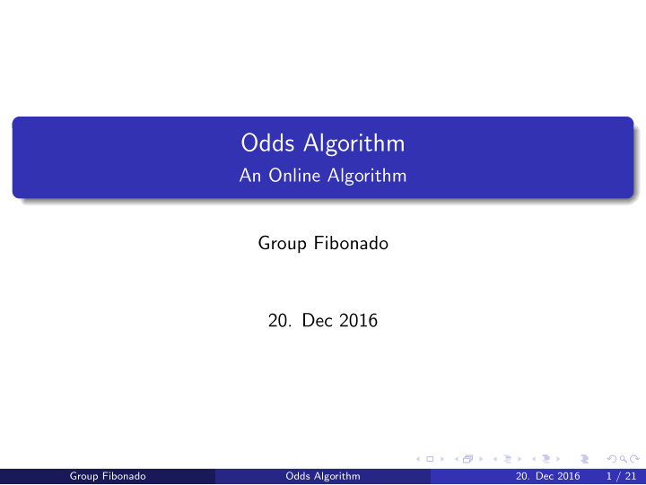 odds algorithm