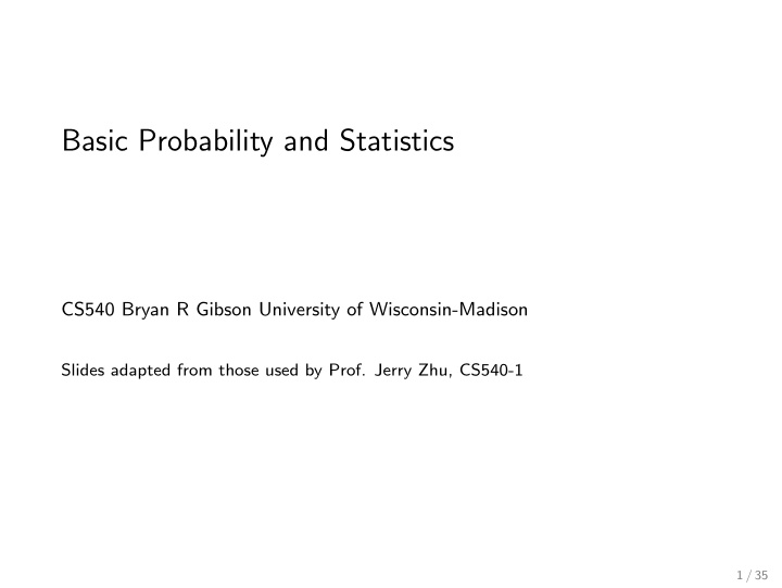 basic probability and statistics
