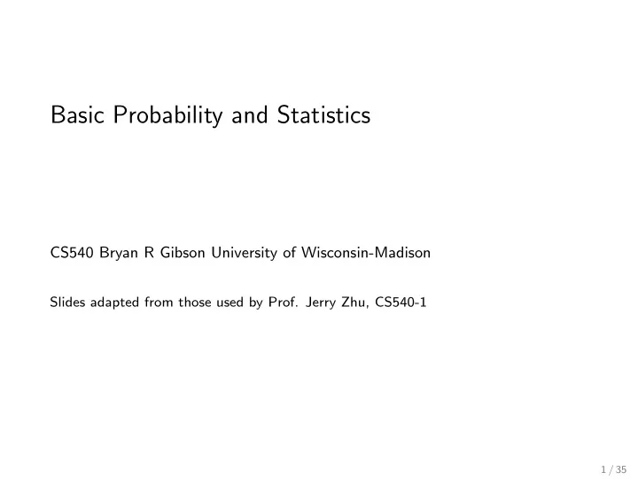 basic probability and statistics