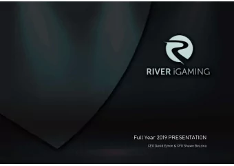 Full Year 2019 PRESENTATION  CEO David Eynon &amp; CFO Shawn Bezzina  DISCLAIMER  This presentation