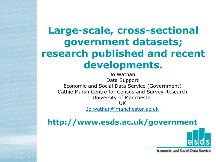 large scale cross sectional government datasets research