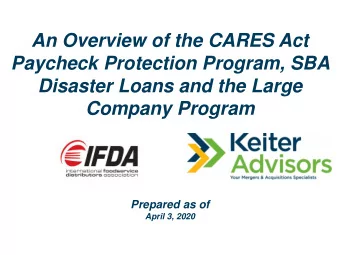 Company Program  Prepared as of  April 3, 2020  2  Please Note:  The information contained in this