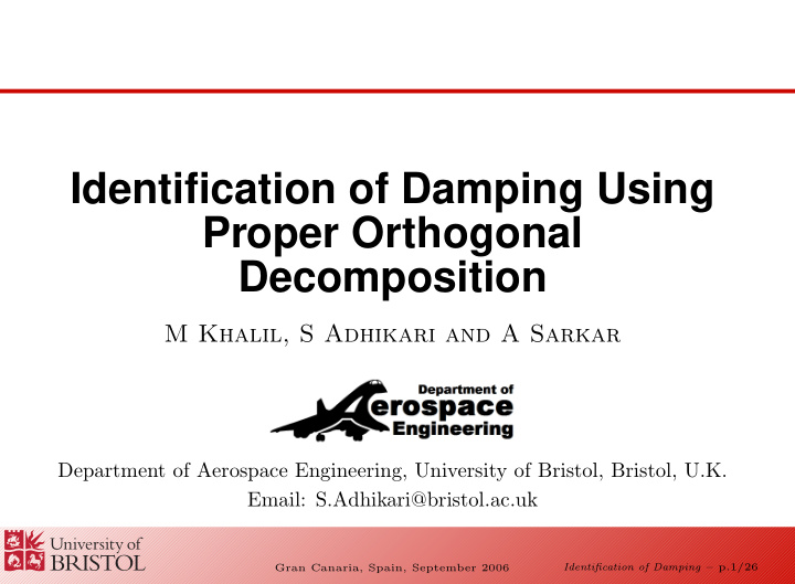 identification of damping using proper orthogonal