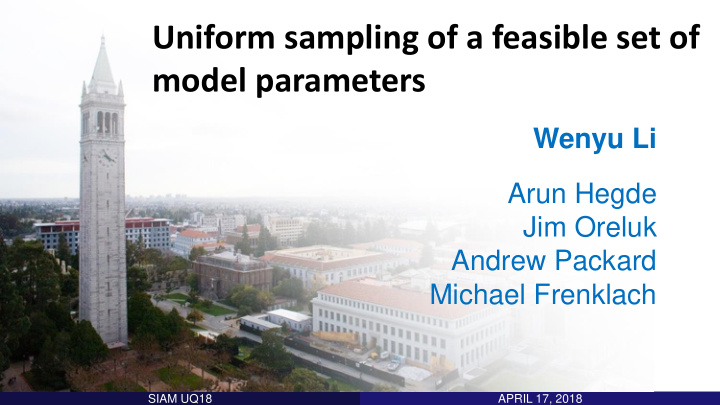 uniform sampling of a feasible set of model parameters