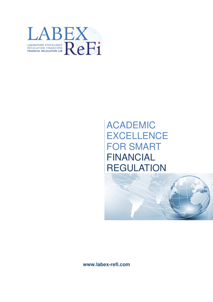academic excellence for smart financial regulation