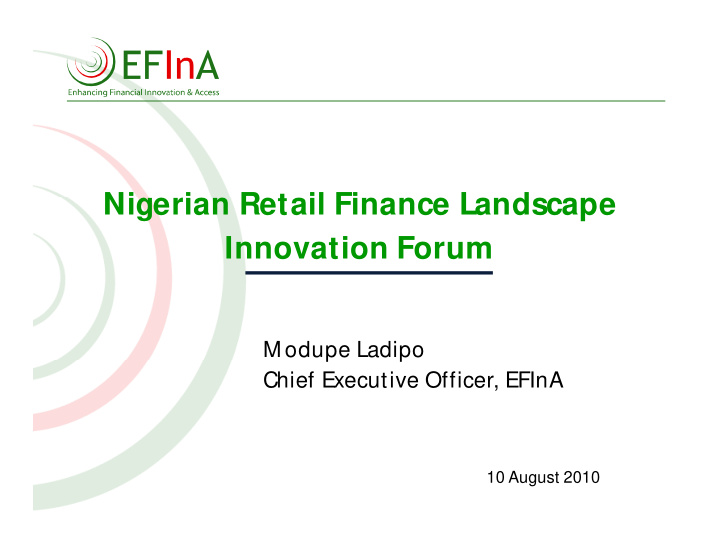 nigerian retail finance landscape innovation forum