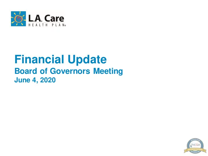 financial update