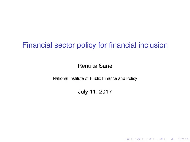 financial sector policy for financial inclusion