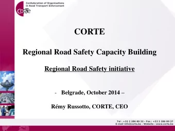 Regional Road Safety Capacity Building  Regional Road Safety initiative - Belgrade, October 2014