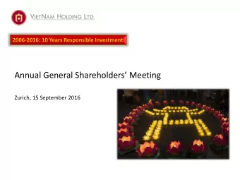 Annual General Shareholders Meeting  Zurich, 15 September 2016  Program  Keynote Address