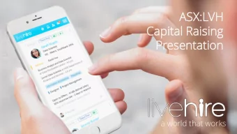 ASX:LVH  VH  Capita  tal  l Raising  ing  For personal use only  Pr  Present  entation  ation  a