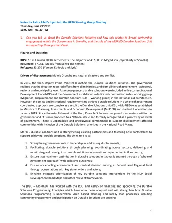 Notes for Zahra Abdi's Input into the GP20 Steering Group Meeting  Thursday, June 27 2019  11:00 AM