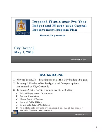 City Co unc il  Ma y 1, 2018  1  Rive rside CA.g ov  Rive rside CA.g ov  BACKGROUND  1. No ve mb e
