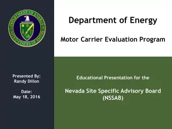 Department of Energy  Motor Carrier Evaluation Program  Presented By:  Educational Presentation for