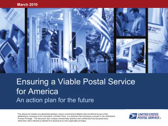 Ensuring a Viable Postal Service  for America  An action plan for the future  This document