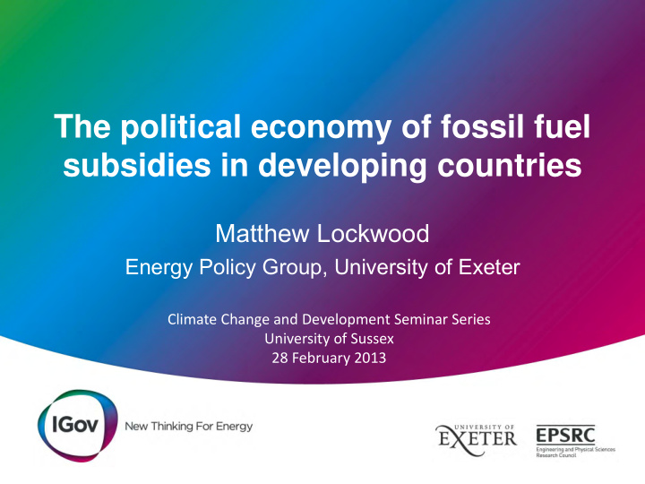 the political economy of fossil fuel