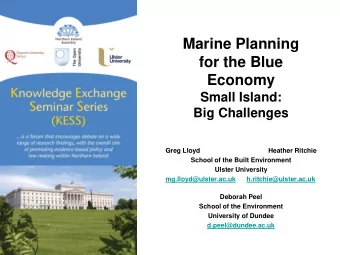 for the Blue  Economy  Small Island: Big Challenges  Greg Lloyd  Heather Ritchie  School of the