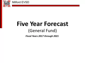 Five Year Forecast  (General Fund)  Fiscal Years 2017 through 2021  Milford EVSD  Estimated