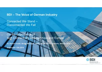 BDI  The Voice of German Industry  Connected We Stand   Disconnected We Fall  On the