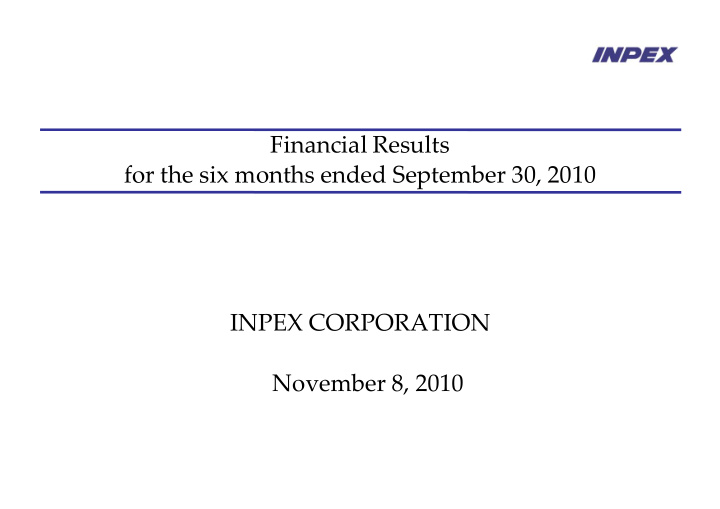 financial results for the six months ended september 30
