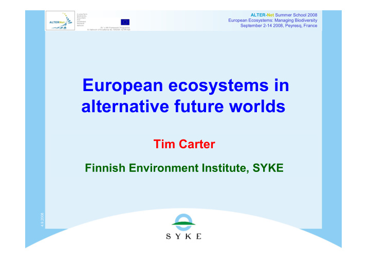 european ecosystems in alternative future worlds