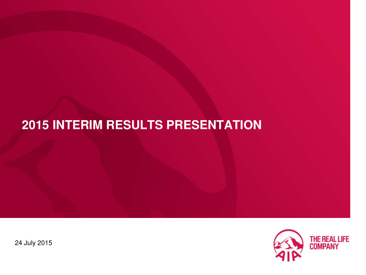 2015 interim results presentation