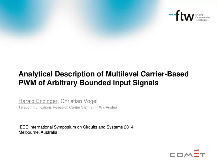 harald enzinger christian vogel telecommunications