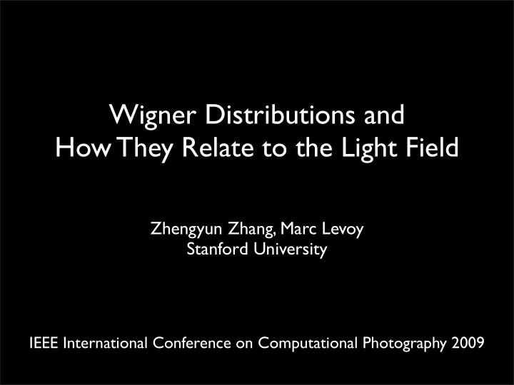 wigner distributions and how they relate to the light