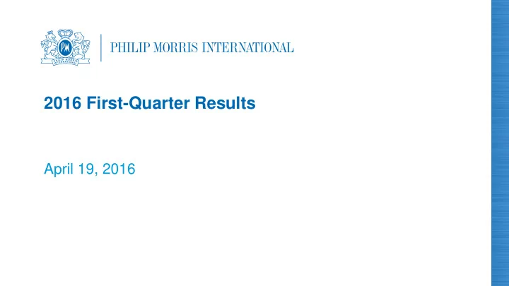 2016 first quarter results