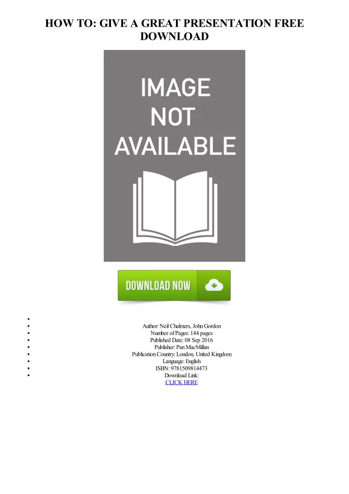 how to give a great presentation free download