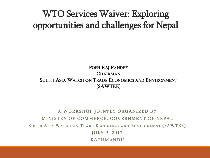 wto services waiver exploring opportunities and