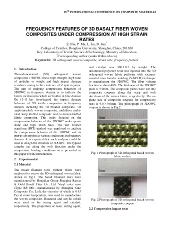 FREQUENCY FEATURES OF 3D BASALT FIBER WOVEN  COMPOSITES UNDER COMPRESSION AT HIGH STRAIN  RATES Z.