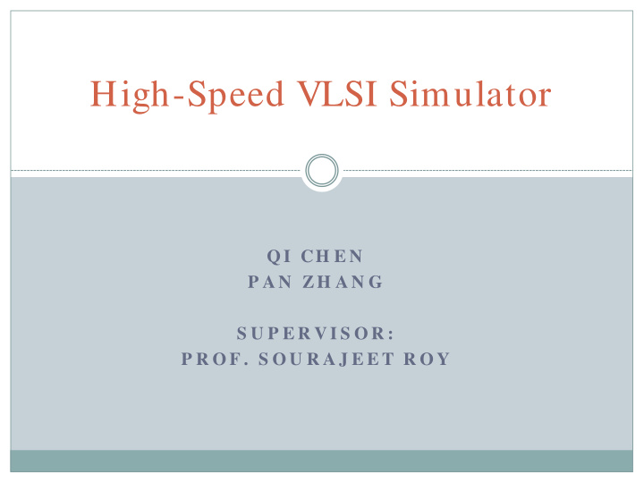 high speed vlsi simulator