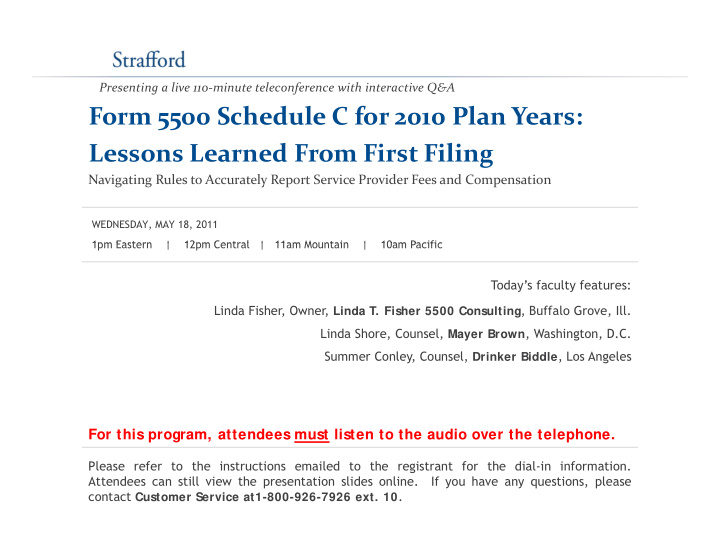 form 5500 schedule c for 2010 plan years lessons learned